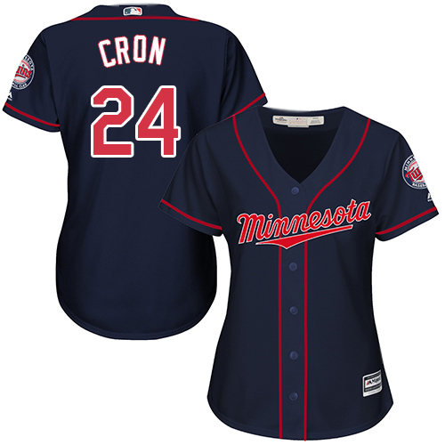 Twins #24 C.J. Cron Navy Blue Alternate Women's Stitched MLB Jersey